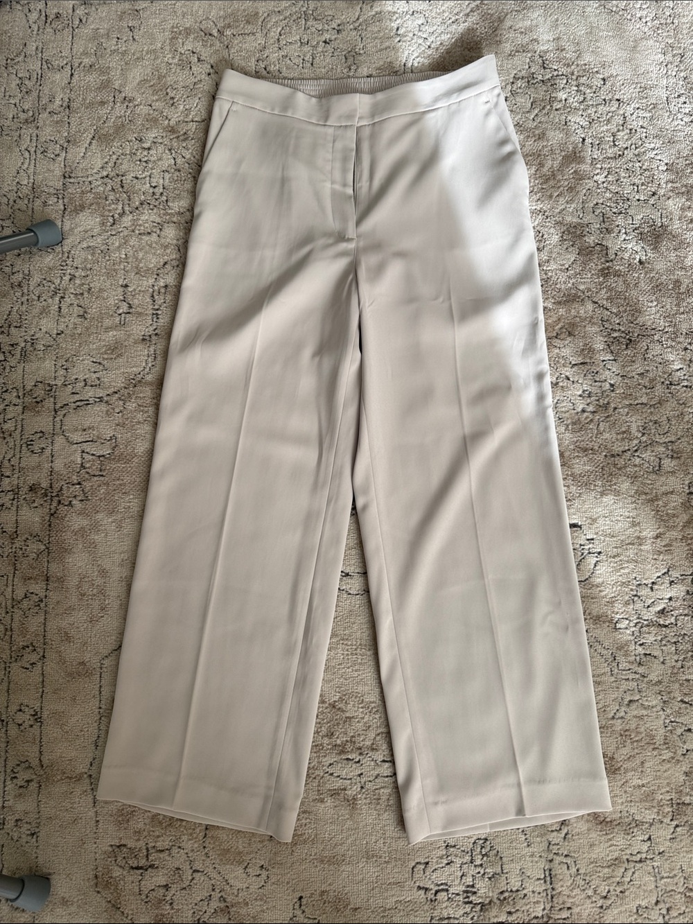 Quince flax stretch crepe flat front trousers size 16 nwt